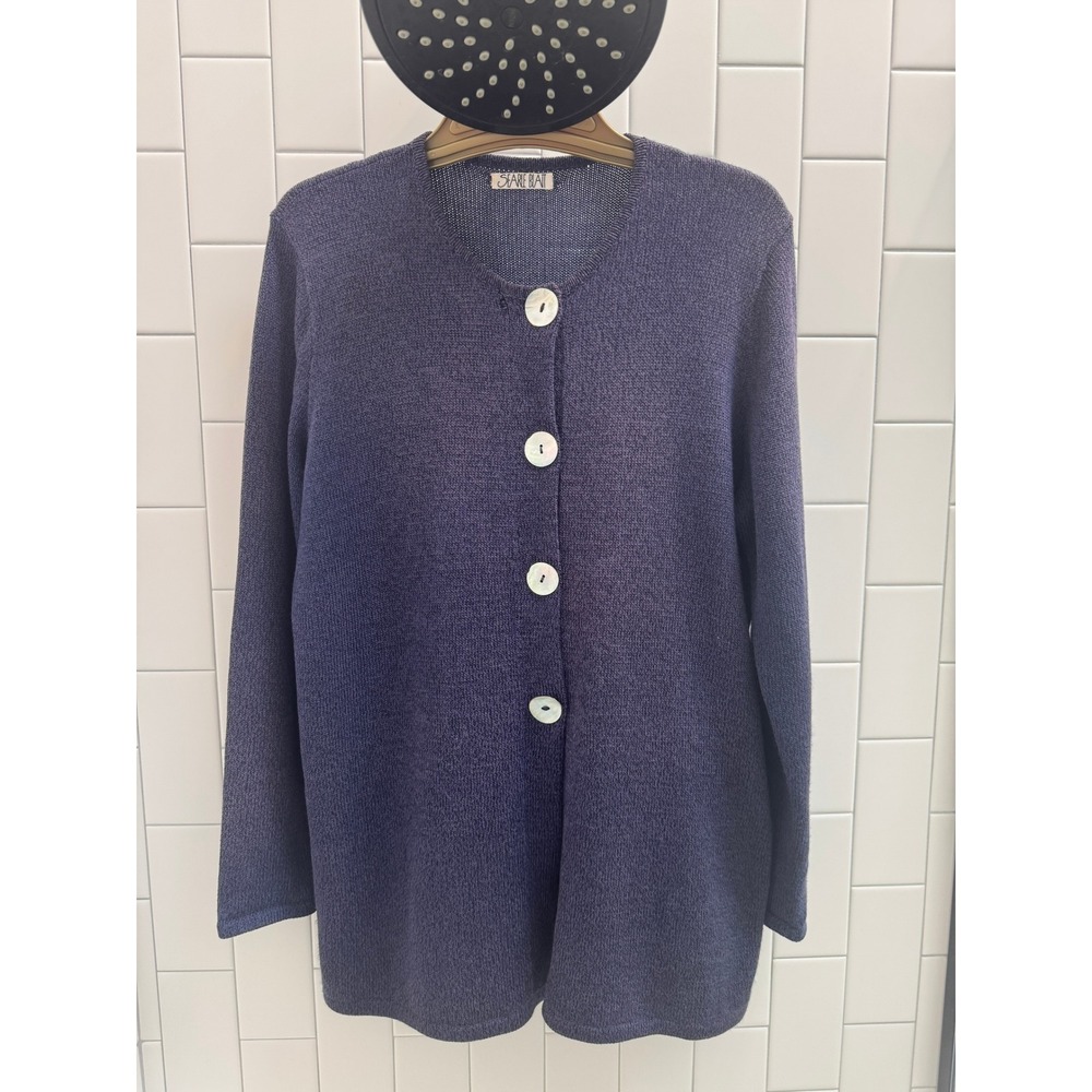 Searle Blatt Womens Purple Blue Knit Button Front Cardigan Sweater Made in USA 2